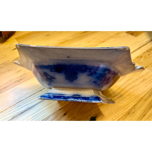 Blue Antique Blue and White Pottery Server J. Clementson 19th Century English Ironstone Transferware For Sale - Image 8 of 18