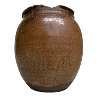 Japanese Glazed Earthenware Jar, 1890s For Sale