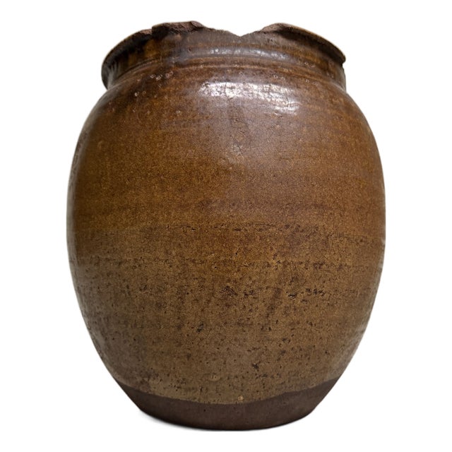 Japanese Glazed Earthenware Jar, 1890s For Sale