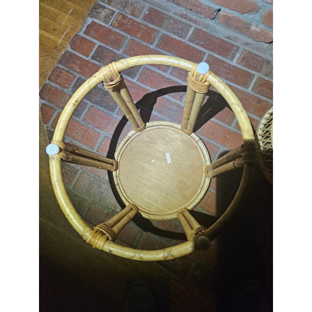 Vintage Bamboo and Wicker Side Table/Plant Stand For Sale - Image 6 of 11