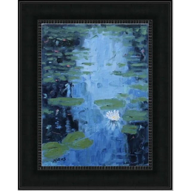 "Water Lily Flower" Contemporary Impressionist Style Oil Painting For Sale - Image 12 of 12