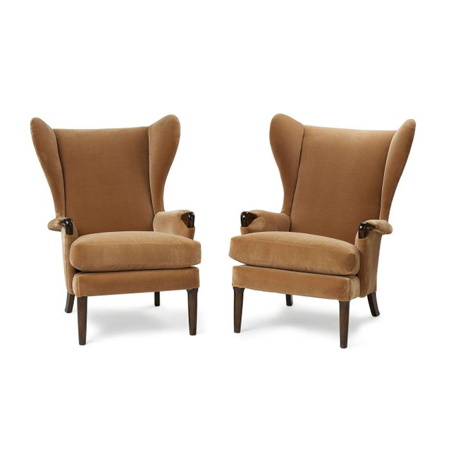 1960s Honey Mohair Wing Armchair For Sale In New York - Image 6 of 8