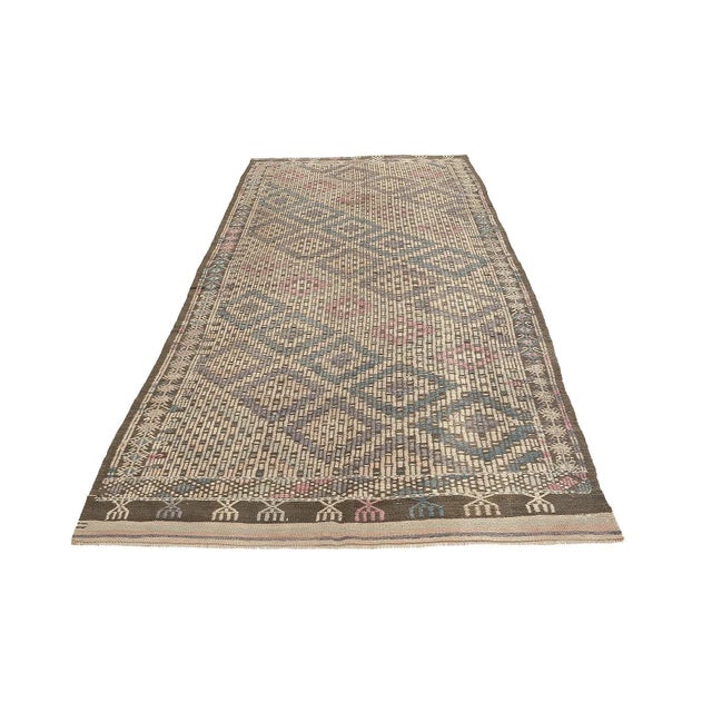 Embroidered vintage handwoven kilim rug from Denizli region of Turkey. Approximatelly 50-60 years old. In very good...