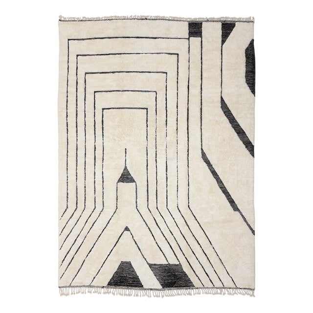 Large Hand-Knotted Wool Rug by Azele Studio For Sale