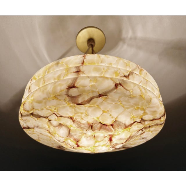 Art Deco Pendant Light in Amber Marble Glass, 1930s For Sale - Image 14 of 18