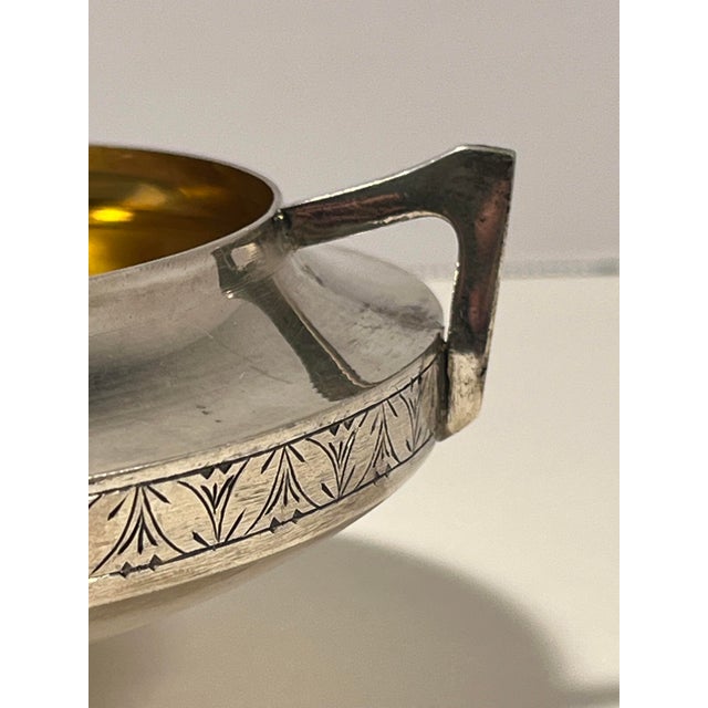 Rare Vintage 1960s Ussr Armenian 875 Silver Gilt Bowl Two Handles 168g For Sale In Los Angeles - Image 6 of 10