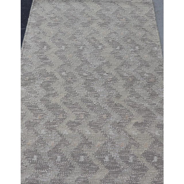 Geometric Modern Scandinavian Flat-Weave Design Rug in Gray And Light Gray Tones. Keivan Woven Arts / rug...