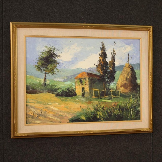 Italian Artist, Countryside Landscape, 1970, Oil on Canvas For Sale - Image 11 of 14