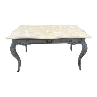 Tessellated Desk With Scallop Edges and Brass Trim For Sale