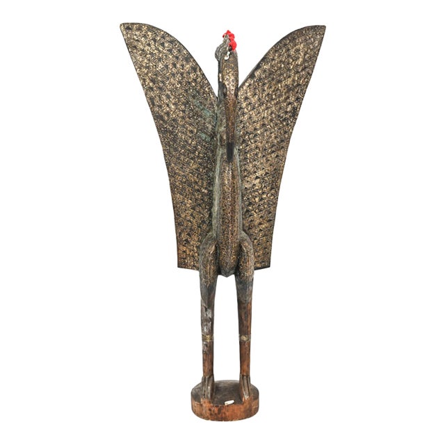 Vintage Carved Wooden West African Senufo Hornbill Bird Sculpture For Sale