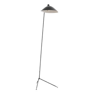 Mid-Century Modern One-Arm Standing Lamp in Black Steel from Serge Mouille For Sale