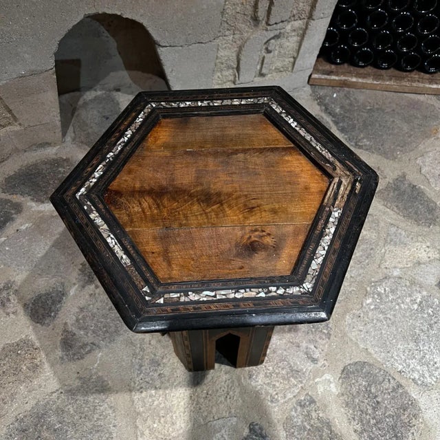 1960s Moroccan Side Table Marquetry With Abalone Inlay For Sale - Image 4 of 13