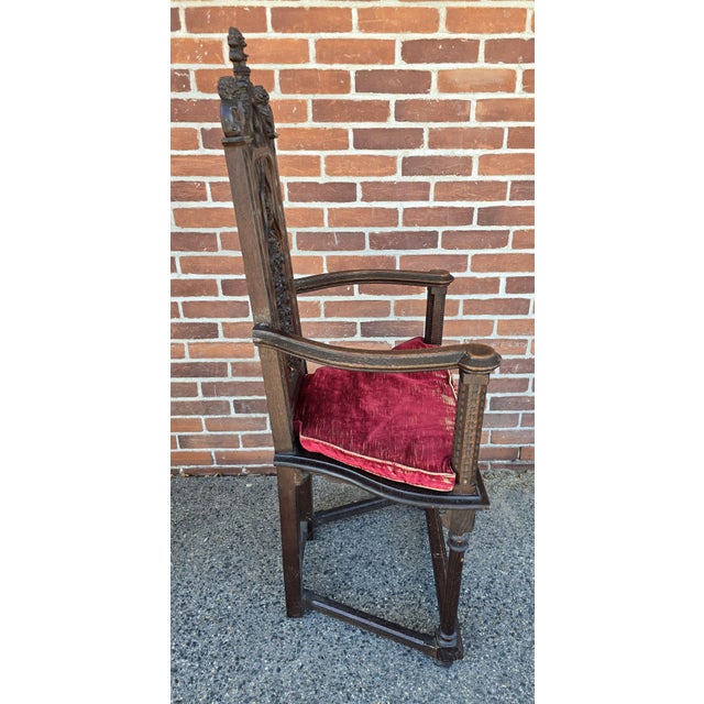 Great Pair of 19th Century Oak Gothic Revival Tall Armchairs C. 1840 For Sale - Image 11 of 18