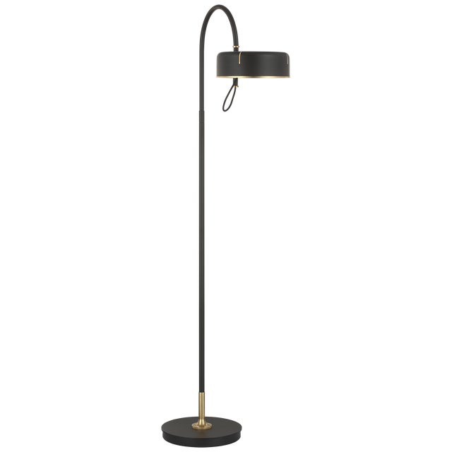 Modern Thomas O'Brien by Visual Comfort Signature Oso 58" Articulating Reading Floor Lamp in Modern Iron and Hand-Rubbed Antique Brass with Modern Iron Shade For Sale - Image 3 of 3
