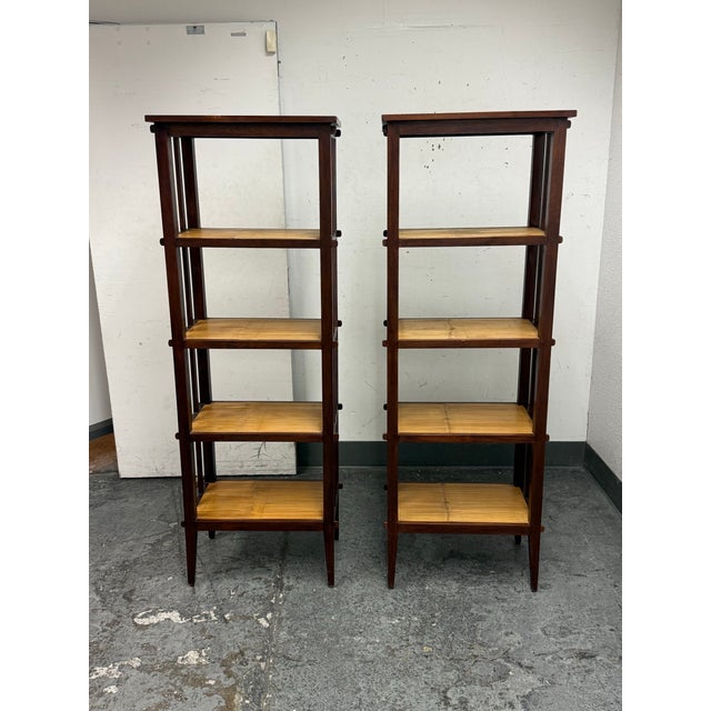 Asian Style Split Bamboo Étagère Bookcases, Pair For Sale In San Francisco - Image 6 of 12