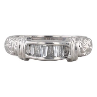 0.25ctw Diamond Wedding Ring 14k White Gold Floral Stackable Anniversary Band, Size 6.5 For Sale