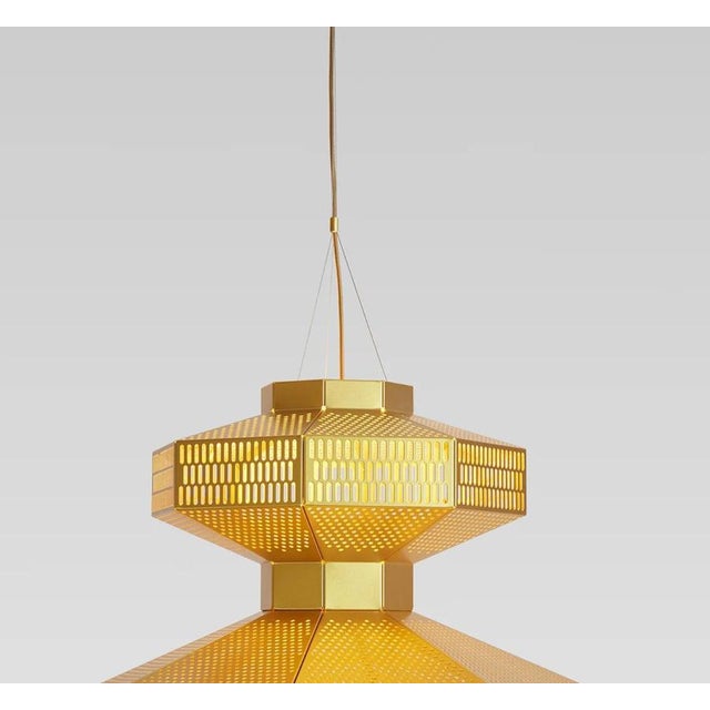 Ma-Rock T Gr Golden Suspension Lamps by Jaime Hayson for Parachilna, Set of 2 For Sale - Image 6 of 13