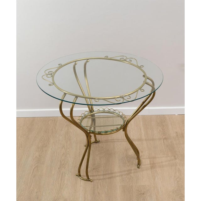 Round Brass Coffee Table, 1950s For Sale - Image 3 of 7