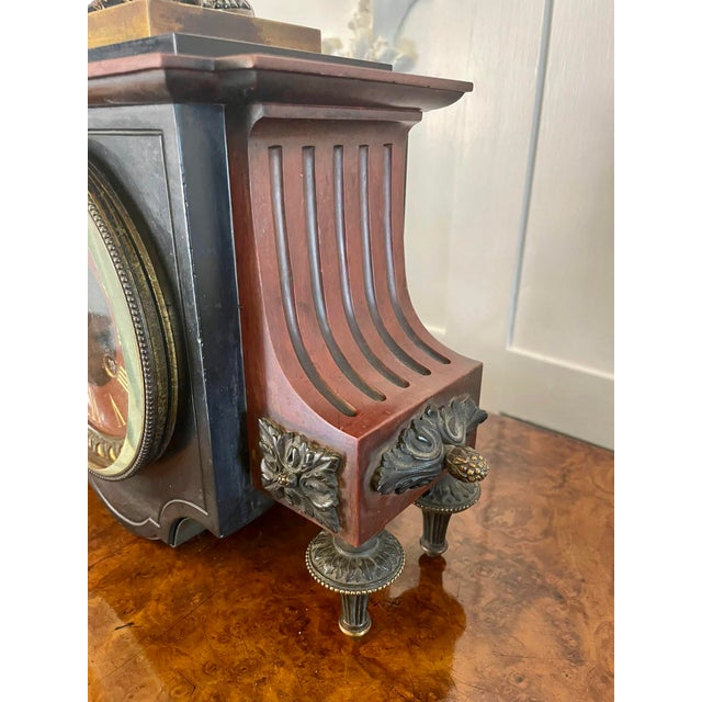 Metal Antique Regency Bronze and Marble Clock Set, 1830, Set of 3 For Sale - Image 7 of 12