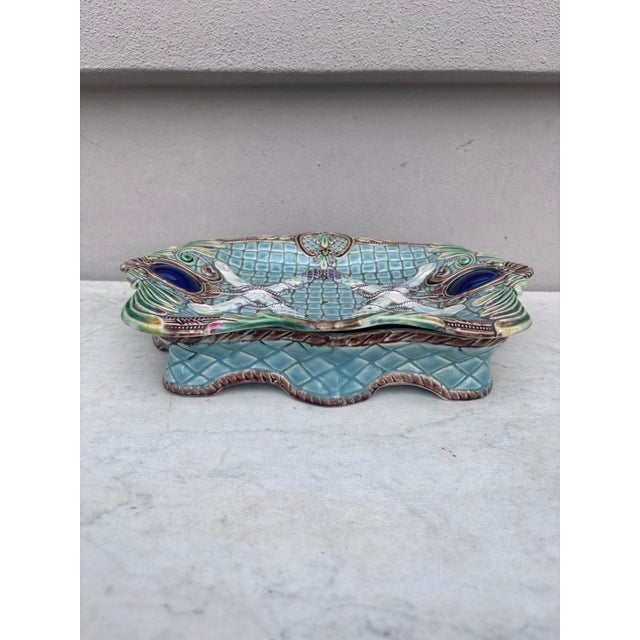 Very unusual 19th Century Majolica Asparagus Platter Tureen. 12.5 by 9.5 inches , H / 2.5 inches.