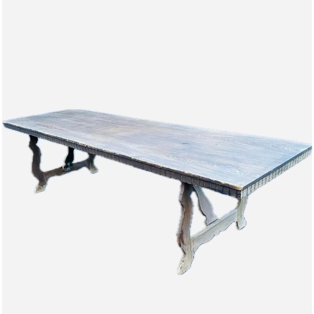 Early 20th Century Monumental French Provincial Walnut Farmhouse Dining Table For Sale - Image 5 of 11