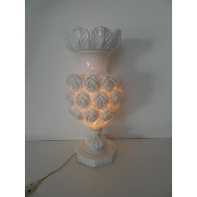 Italian Carved Flowers Alabaster Table Lamp, 1950s For Sale - Image 18 of 18