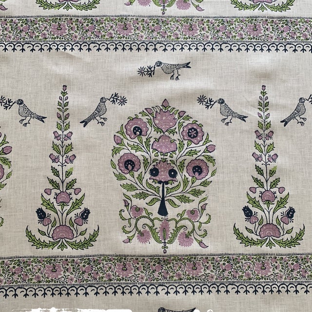 Quadrille Kalamkari Lavender Linen Fabric 2 1/2 Yards Chairish