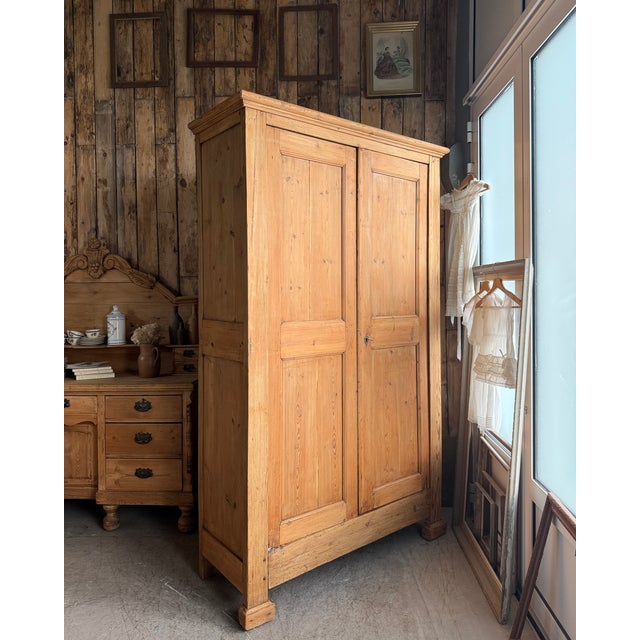 Wood Antique Linen Cupboard in Pine For Sale - Image 7 of 15