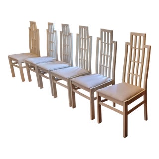 1970s Abel Gonzalez White Lacquer Modern Tall Back Dining Room Chairs For Sale