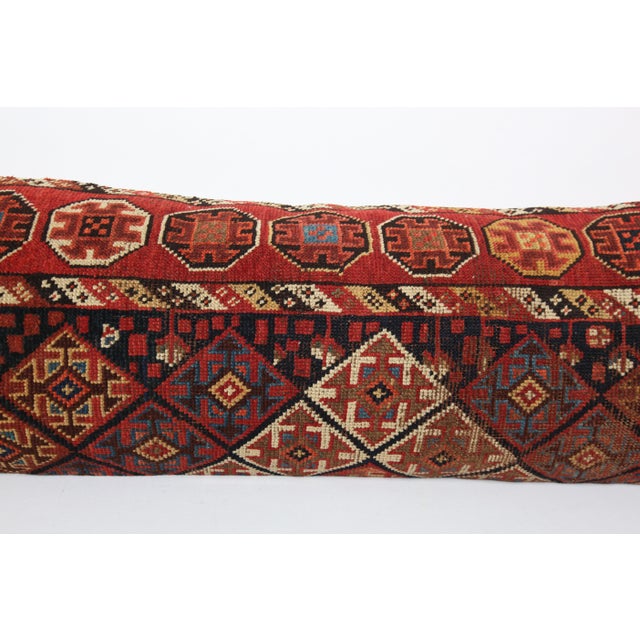 Handwoven Persian Rug Pillow Cover – Antique Tribal Decorative Throw Cushion -16'' X 49'' For Sale - Image 9 of 12