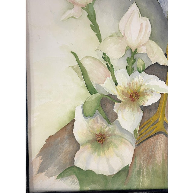 1990s Signed and Framed Original Watercolor Painting of 'A White Heron' by Joan Porter C1997 For Sale - Image 5 of 15