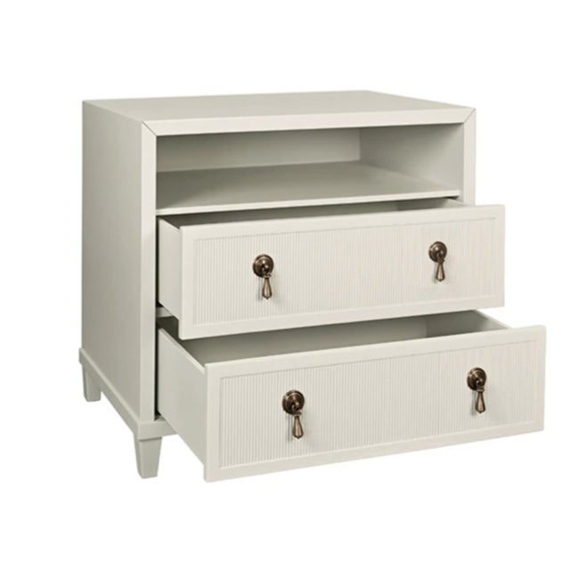 Worlds Away Matthew Izzo Home Corine Antique White Matte Lacquer Fluted Front Side Table For Sale - Image 4 of 7