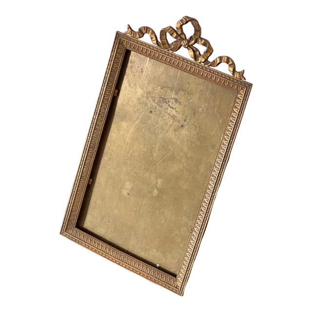 Large Antique Brass Frame With Bow | Tabletop For Sale
