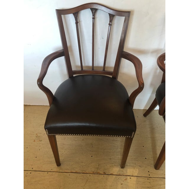 Regency Style Mahogany & Chocolately Leather Armchairs -A Pair For Sale In Philadelphia - Image 6 of 10