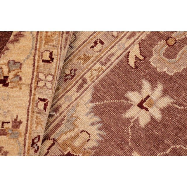 Textile Shabby Chic Ziegler Brown Beige Hand-Knotted Wool Rug - 8'1'' X 9'9'' For Sale - Image 7 of 8
