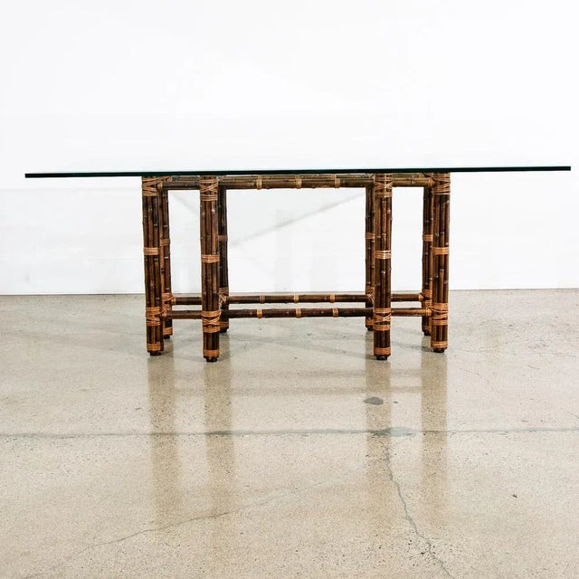 1960s 1960s Mid Century Modern Dining Table Glass McGuire Bamboo Organic For Sale - Image 5 of 12