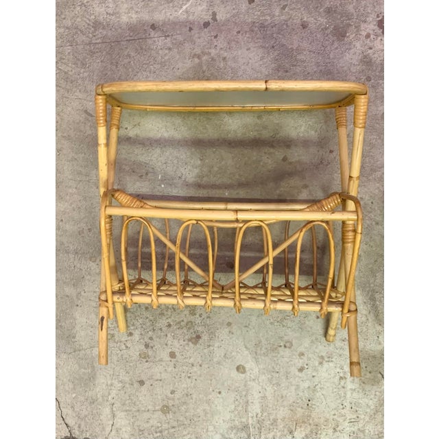Brown Swedish Designer, Side Table, Bamboo, Rattan, Glass, Sweden, 1950s For Sale - Image 8 of 11