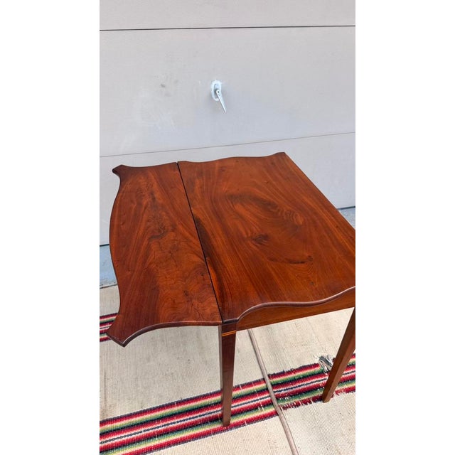 Wood Antique Federal Mahogany Scalloped Drop Leaf Table, English or American, Circa 1790-1810 For Sale - Image 7 of 17