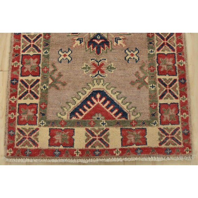 Textile Kazak Runner 2’1” X 5’11” Brown Wool Tribal Hand-Knotted Oriental Rug For Sale - Image 7 of 10