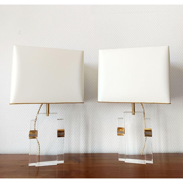 Hollywood Regency Acrylic Glass Lamps, 1970s, Set of 2 For Sale - Image 4 of 15