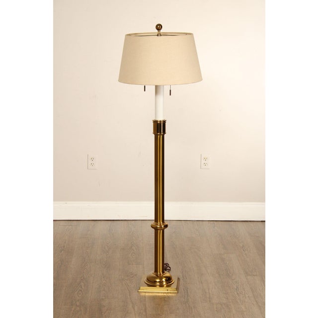 High Quality Brass Floor Lamp With Shade Approximately Five Foot Tall