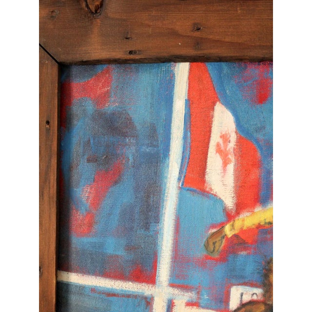 Vintage Rodeo Oil Painting For Sale - Image 4 of 11