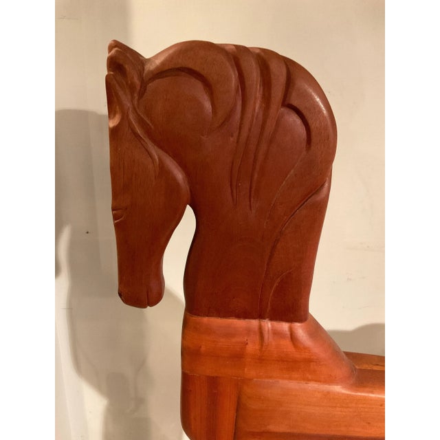 Large Carved Wood Horse With Horse Hair Tail For Sale - Image 11 of 12