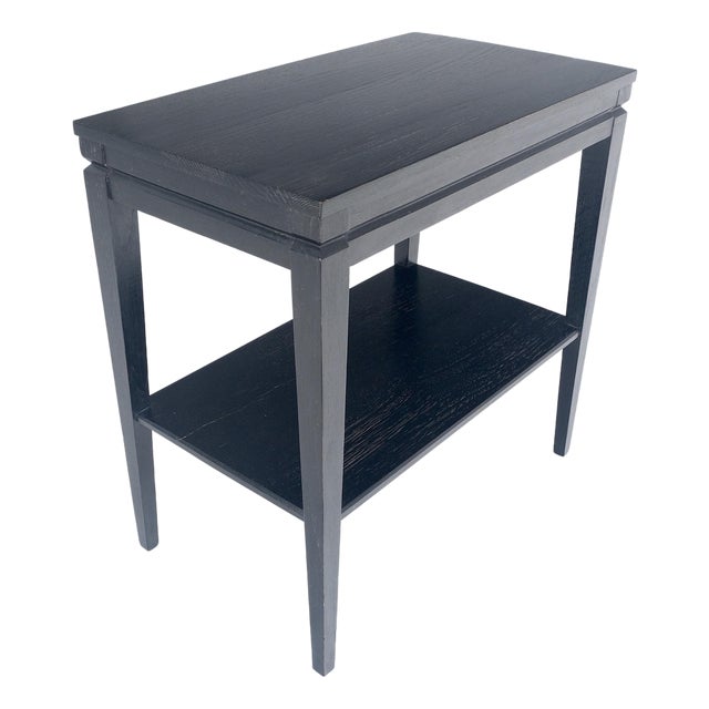 Cerused Oak Two Tier Rectangle Side End Table Brown Saltman Attributed MINT For Sale