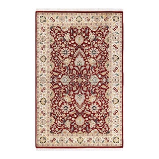 Mogul, One-of-a-Kind Hand-Knotted Area Rug in Red, 4' 1" x 6' 4" For Sale