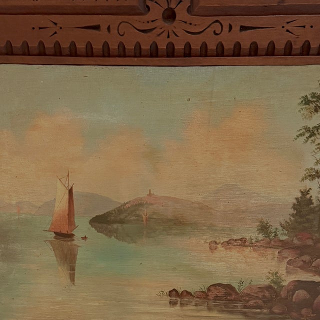 Pair of 19th C Adirondack Oil on Panel Landscape Paintings in Walnut Frames For Sale In Charleston - Image 6 of 9