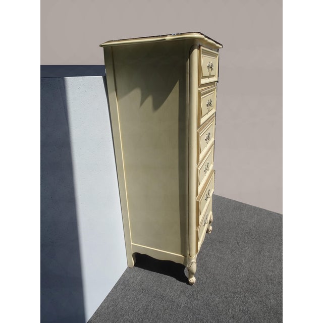 Vintage French Provincial Authentic Henry Link Lingerie Tallboy Dresser W Brass For Sale - Image 9 of 16