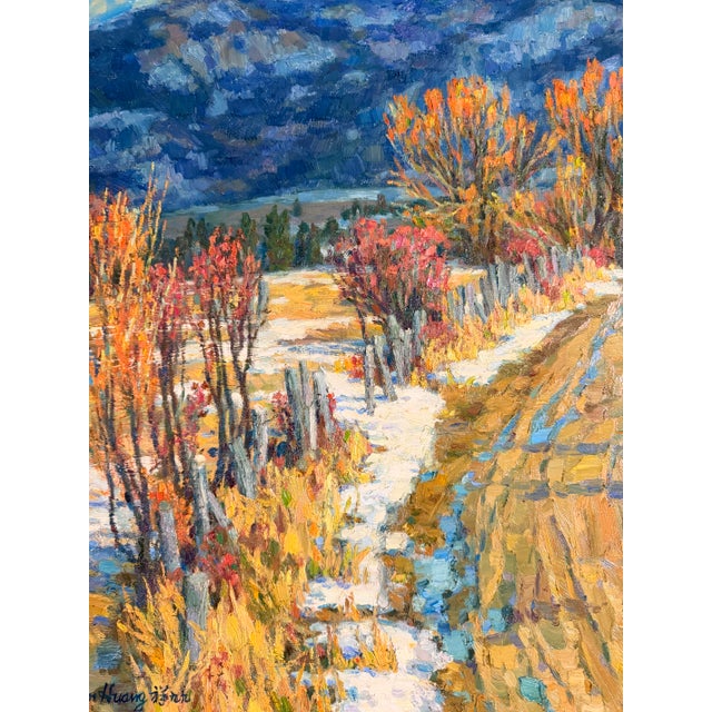 Contemporary Golden Montana Wilderness, Jin Huang, Original Oil on Canvas, 1999 For Sale - Image 3 of 9