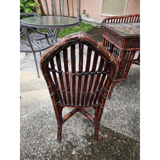 Early 20th Century Rare Signed Karpen Furniture Arts & Crafts Woven Reed Desk & Chair For Sale - Image 9 of 14