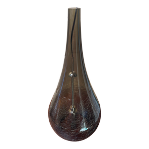 Late 20th Century Hand-Blown Smoke Crackle Glass Pendant Light - Sculptural Modern Design